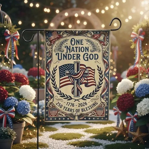 USA 250 Years Patriotic Garden Flag – One Nation Under God 1776-2026 Outdoor Decor