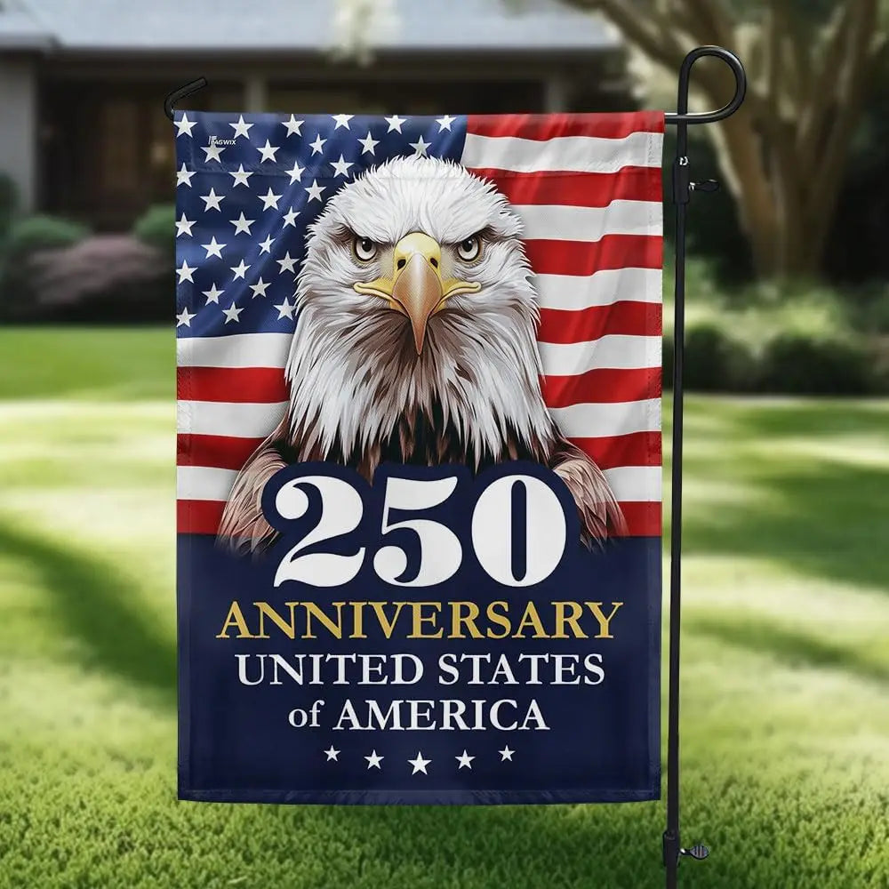 American Flag 250th Anniversary Garden Flag 1776–2026 | Patriotic Eagle USA Decor