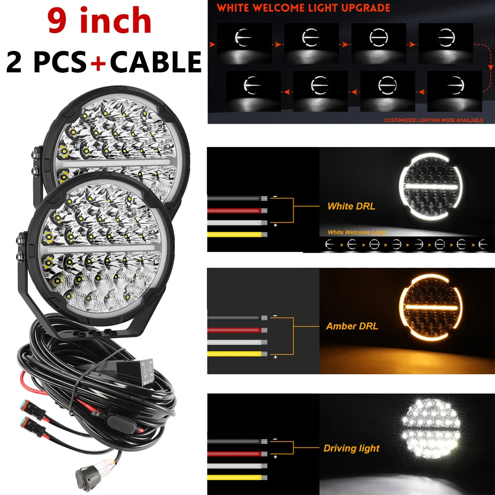 BraveWAY 6.5” LED Driving Light Bar IP68 Offroad Work Light for Truck Jeep UTV 4x4 Toyota Ford