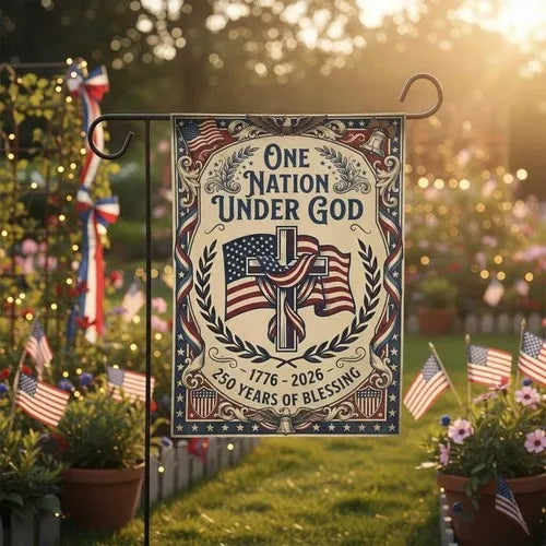USA 250 Years Patriotic Garden Flag – One Nation Under God 1776-2026 Outdoor Decor