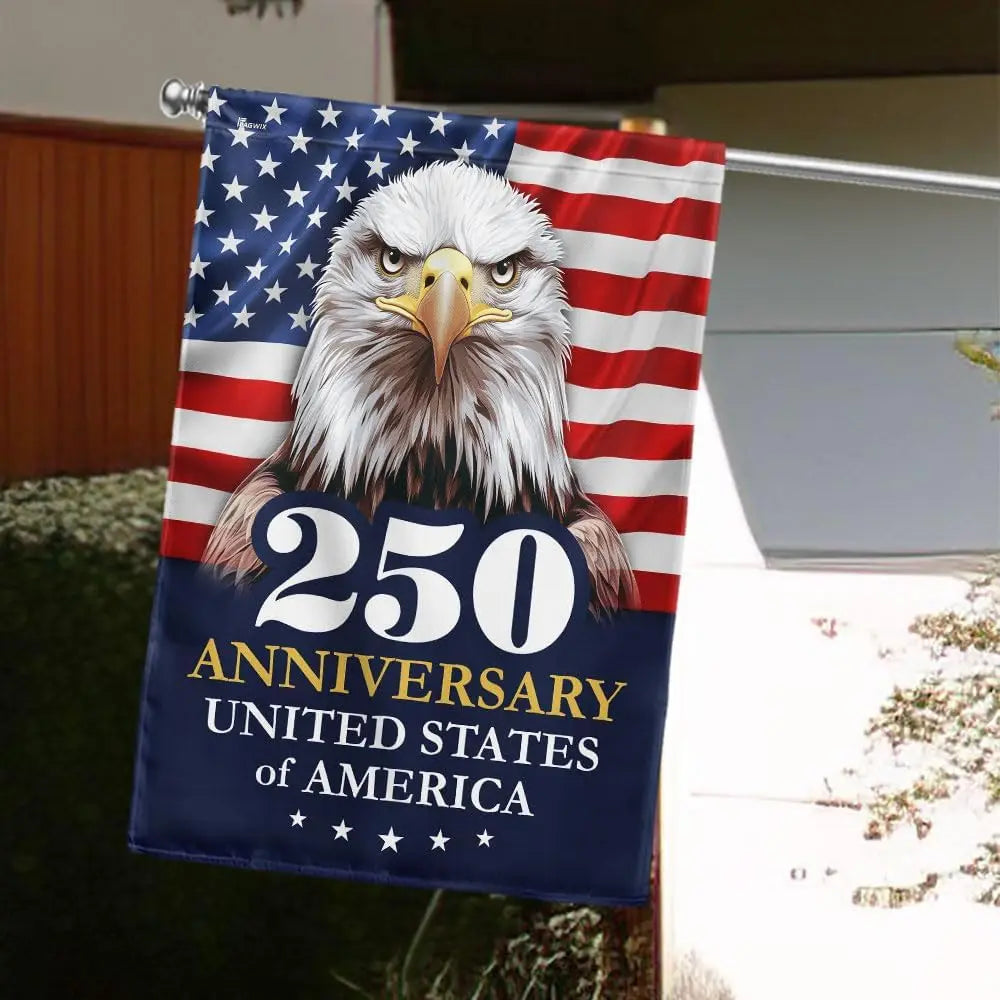 American Flag 250th Anniversary Garden Flag 1776–2026 | Patriotic Eagle USA Decor