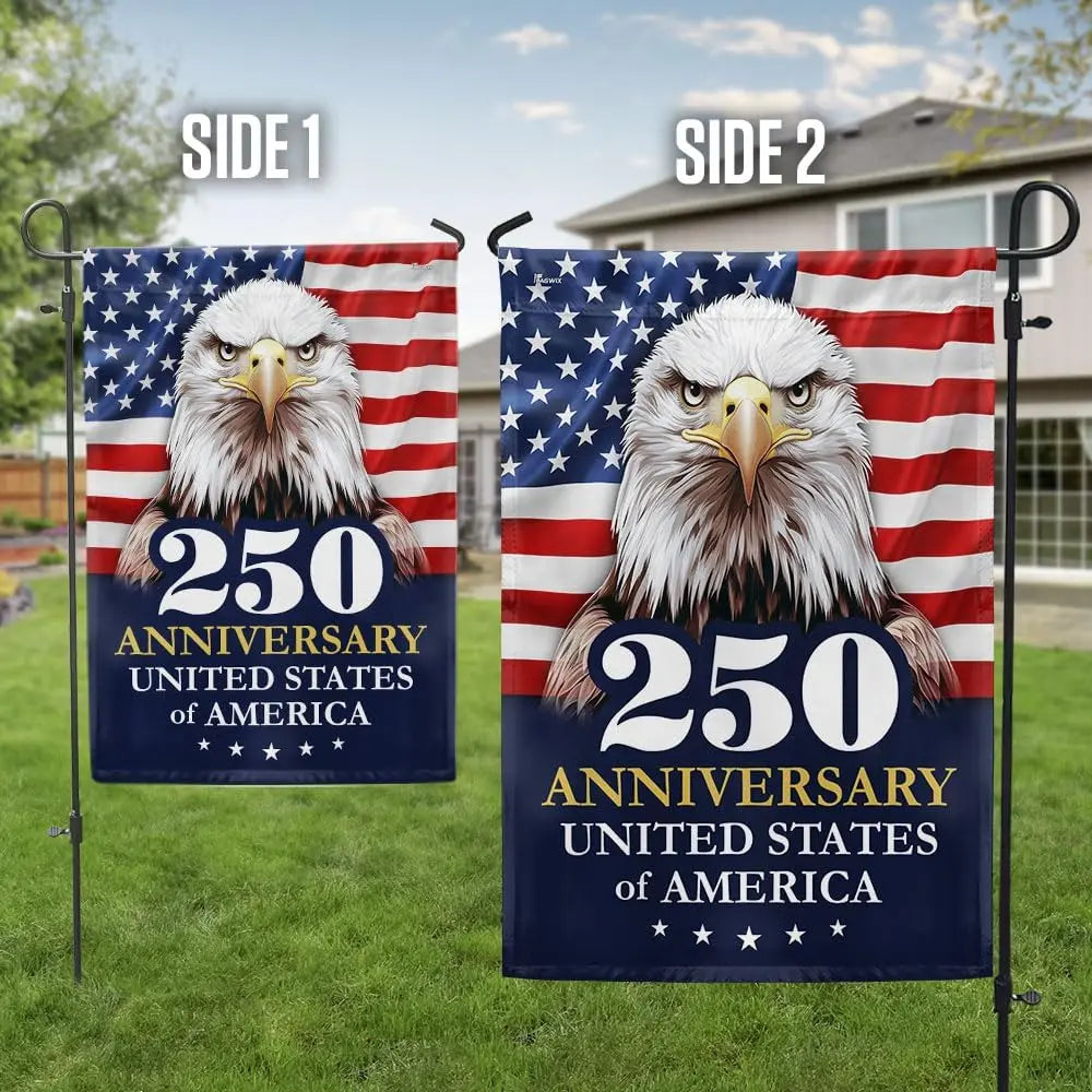 American Flag 250th Anniversary Garden Flag 1776–2026 | Patriotic Eagle USA Decor