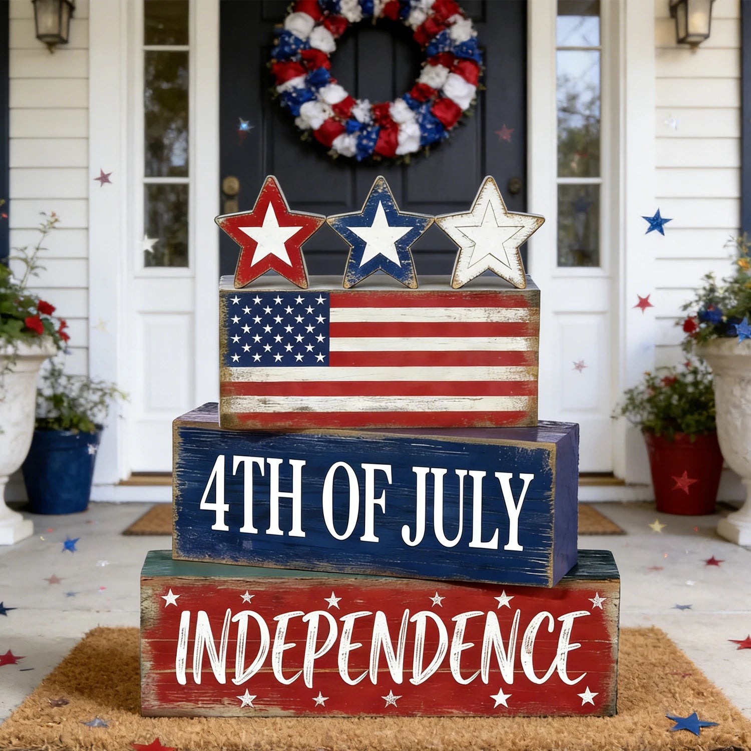 God Bless America™ Rustic Wooden Table Decor