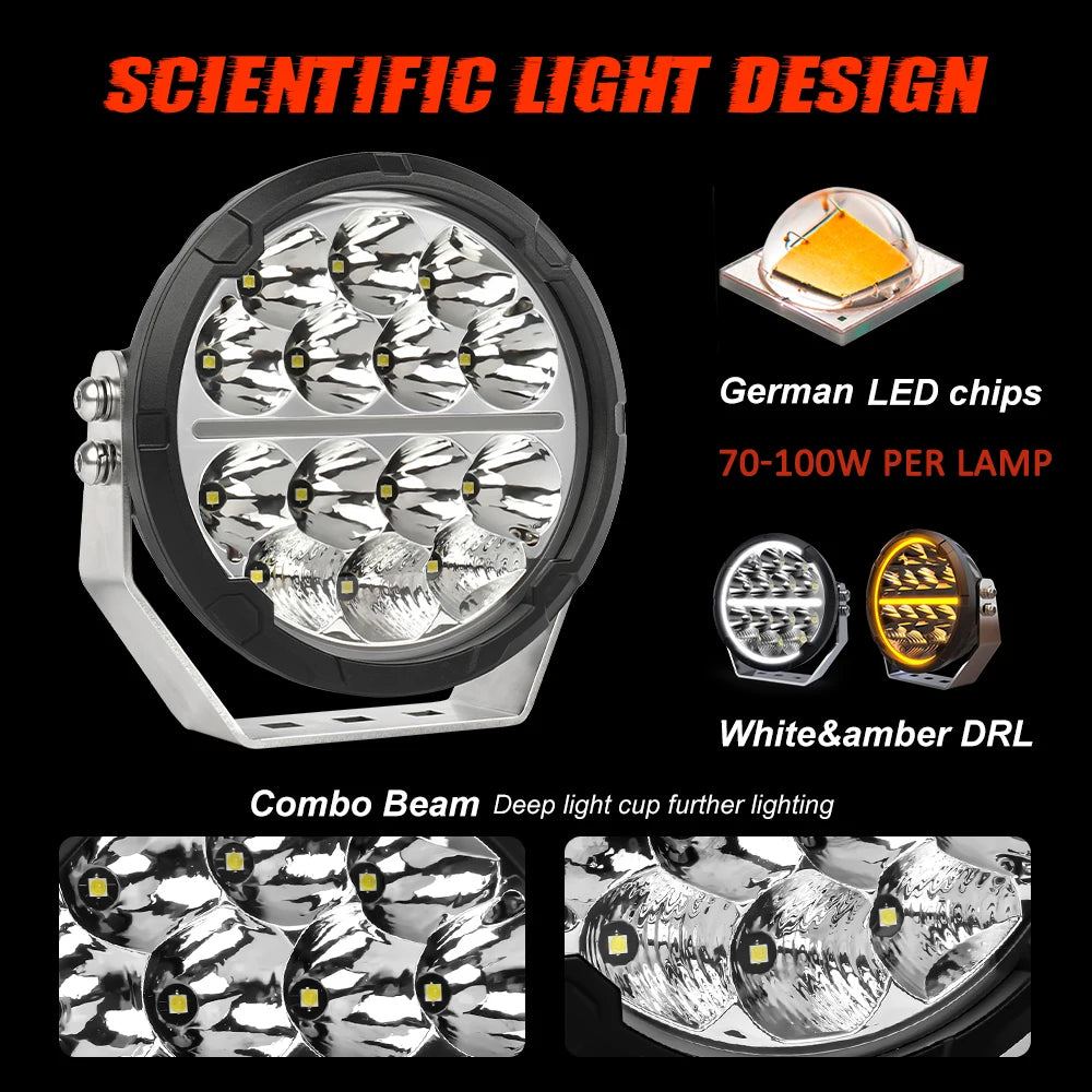 BraveWAY 6.5” LED Driving Light Bar IP68 Offroad Work Light for Truck Jeep UTV 4x4 Toyota Ford