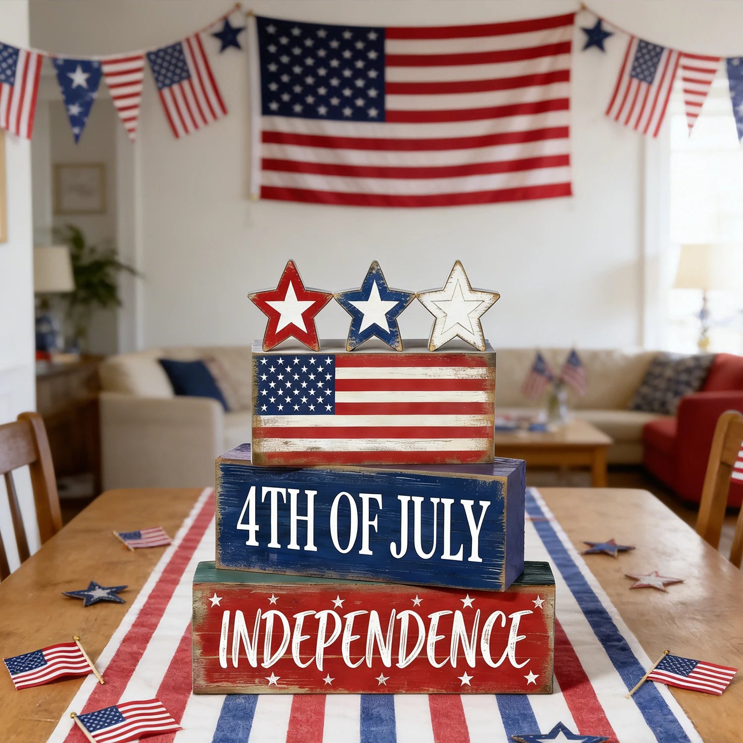 God Bless America™ Rustic Wooden Table Decor