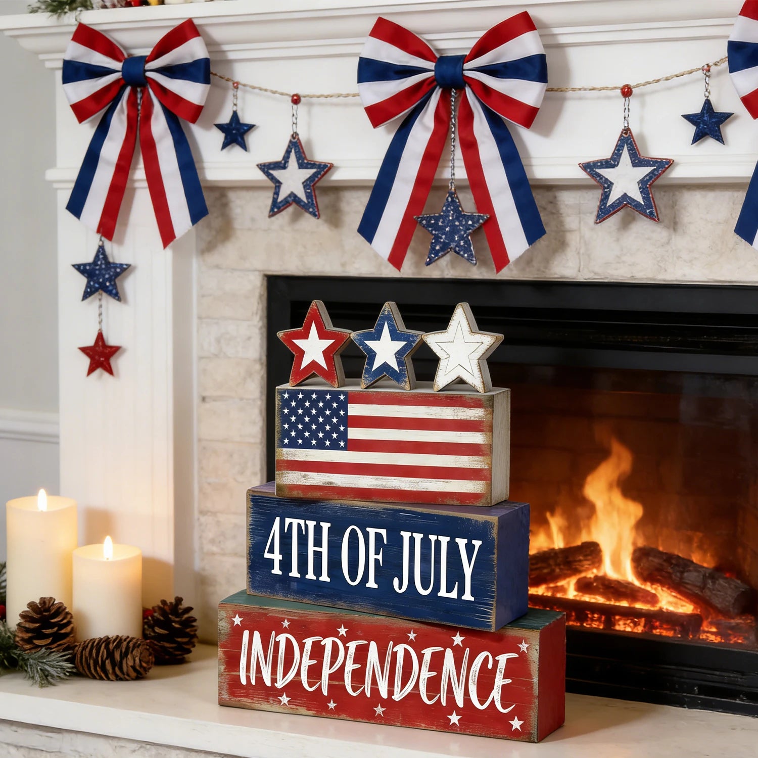 God Bless America™ Rustic Wooden Table Decor