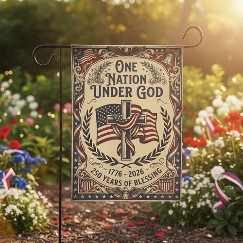USA 250 Years Patriotic Garden Flag – One Nation Under God 1776-2026 Outdoor Decor