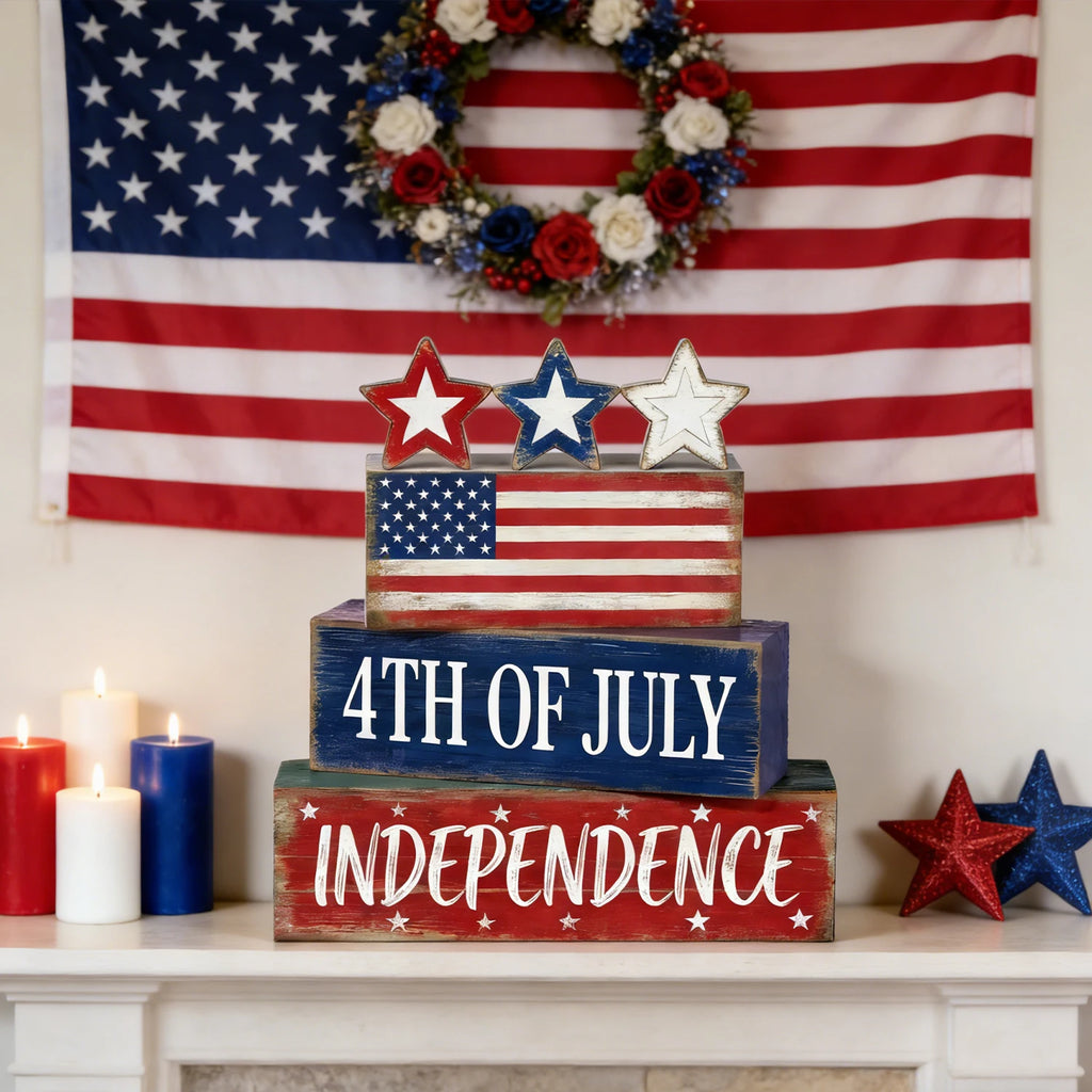 God Bless America™ Rustic Wooden Table Decor