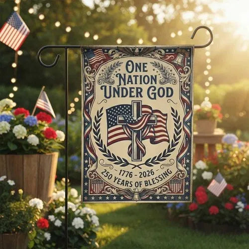 USA 250 Years Patriotic Garden Flag – One Nation Under God 1776-2026 Outdoor Decor