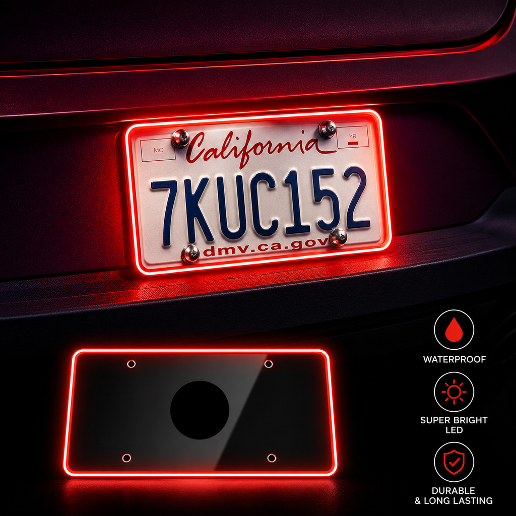 Color LED License Plate Frame Waterproof Universal Fit Rear Plate Light Cover DC12V Bright Accent Lights for Car Truck SUV Auto