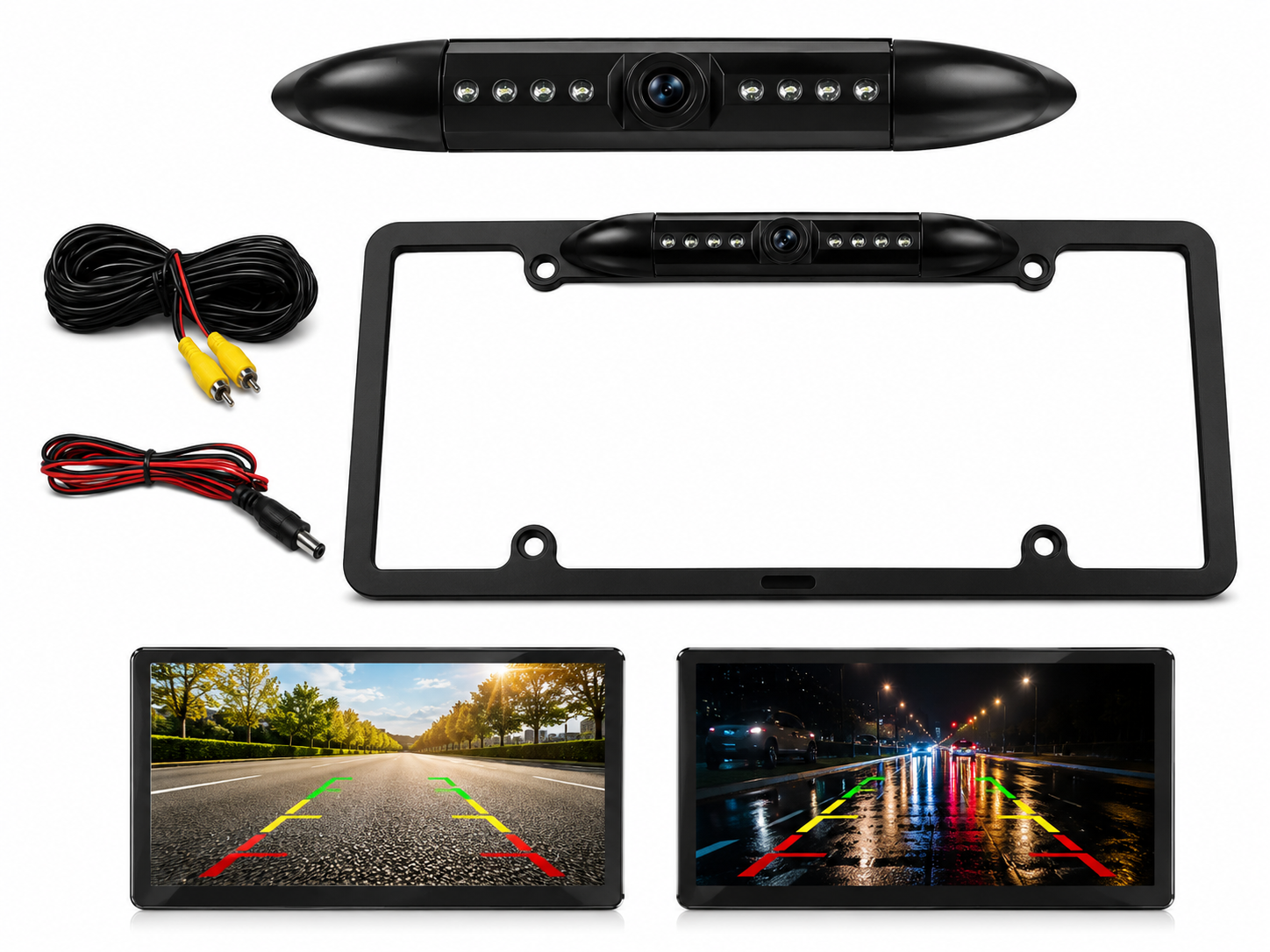 US License Plate Frame Backup Camera with IR Night Vision – Rear View Reversing Camera for Cars, SUVs & Pickups