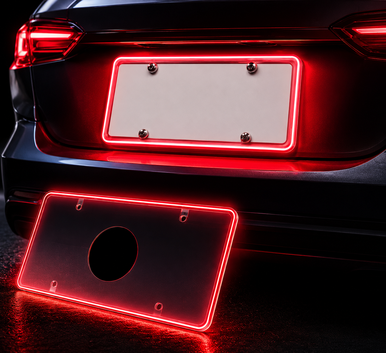 Color LED License Plate Frame Waterproof Universal Fit Rear Plate Light Cover DC12V Bright Accent Lights for Car Truck SUV Auto