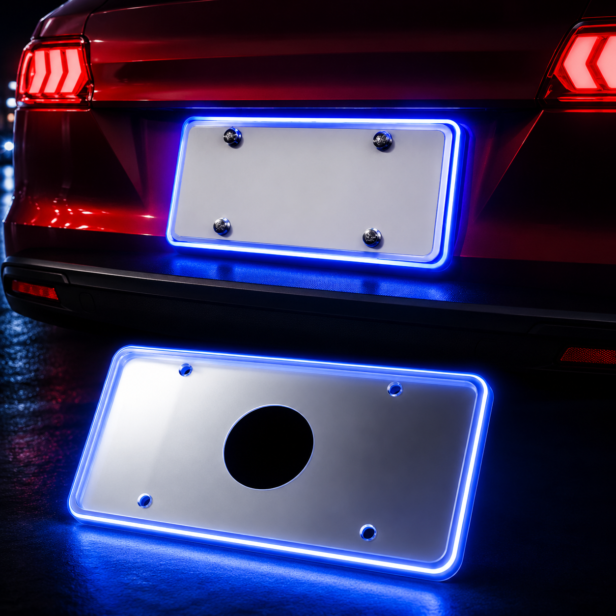 Color LED License Plate Frame Waterproof Universal Fit Rear Plate Light Cover DC12V Bright Accent Lights for Car Truck SUV Auto
