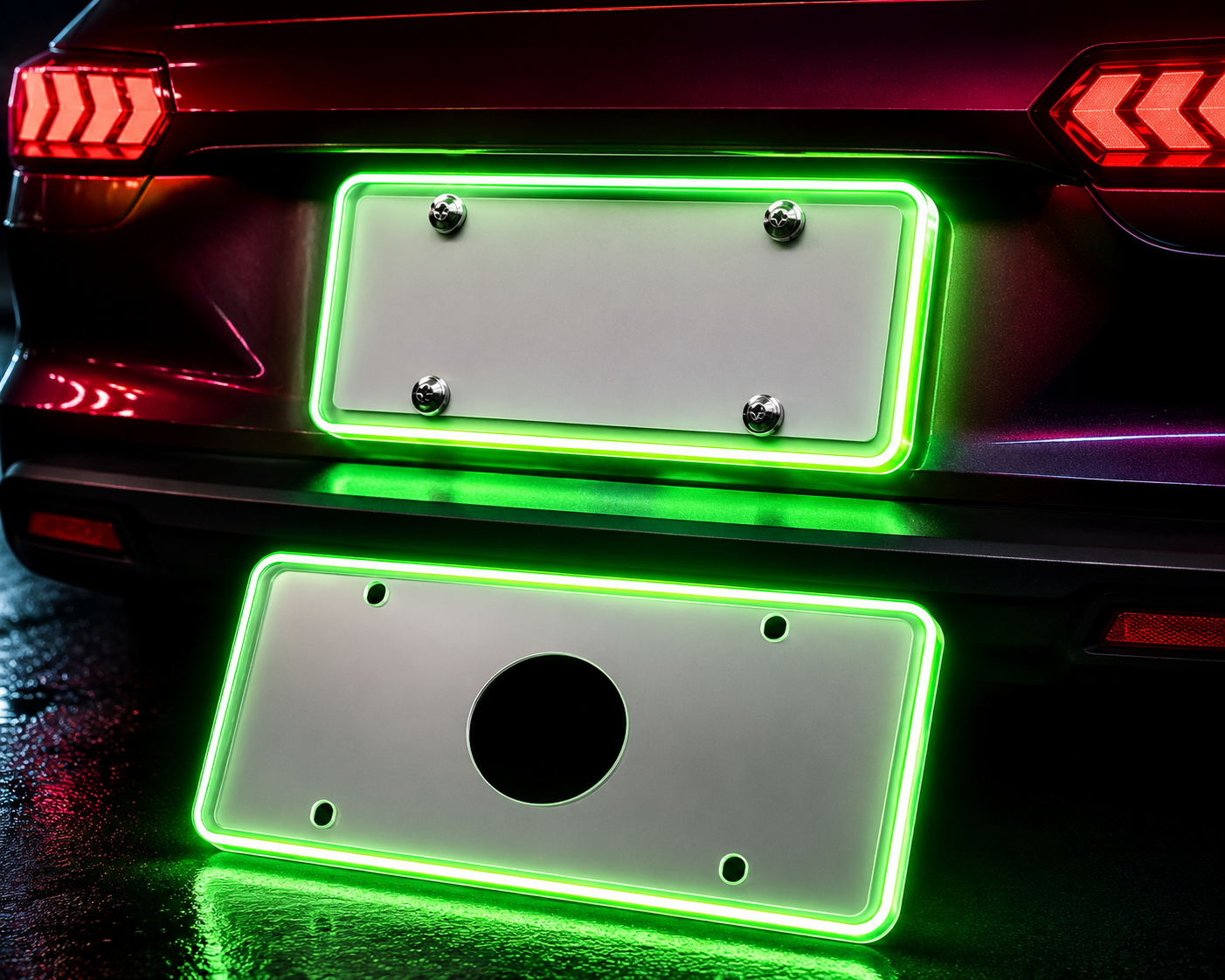 Color LED License Plate Frame Waterproof Universal Fit Rear Plate Light Cover DC12V Bright Accent Lights for Car Truck SUV Auto