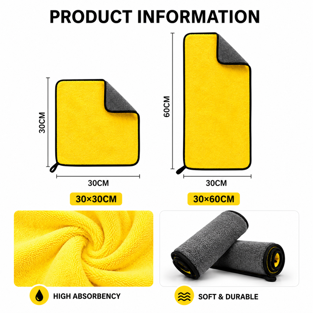 Car Wash Microfiber Towels Absorbent Cleaning Cloth Thickened Drying Towel 30x30 30x40 30x60cm