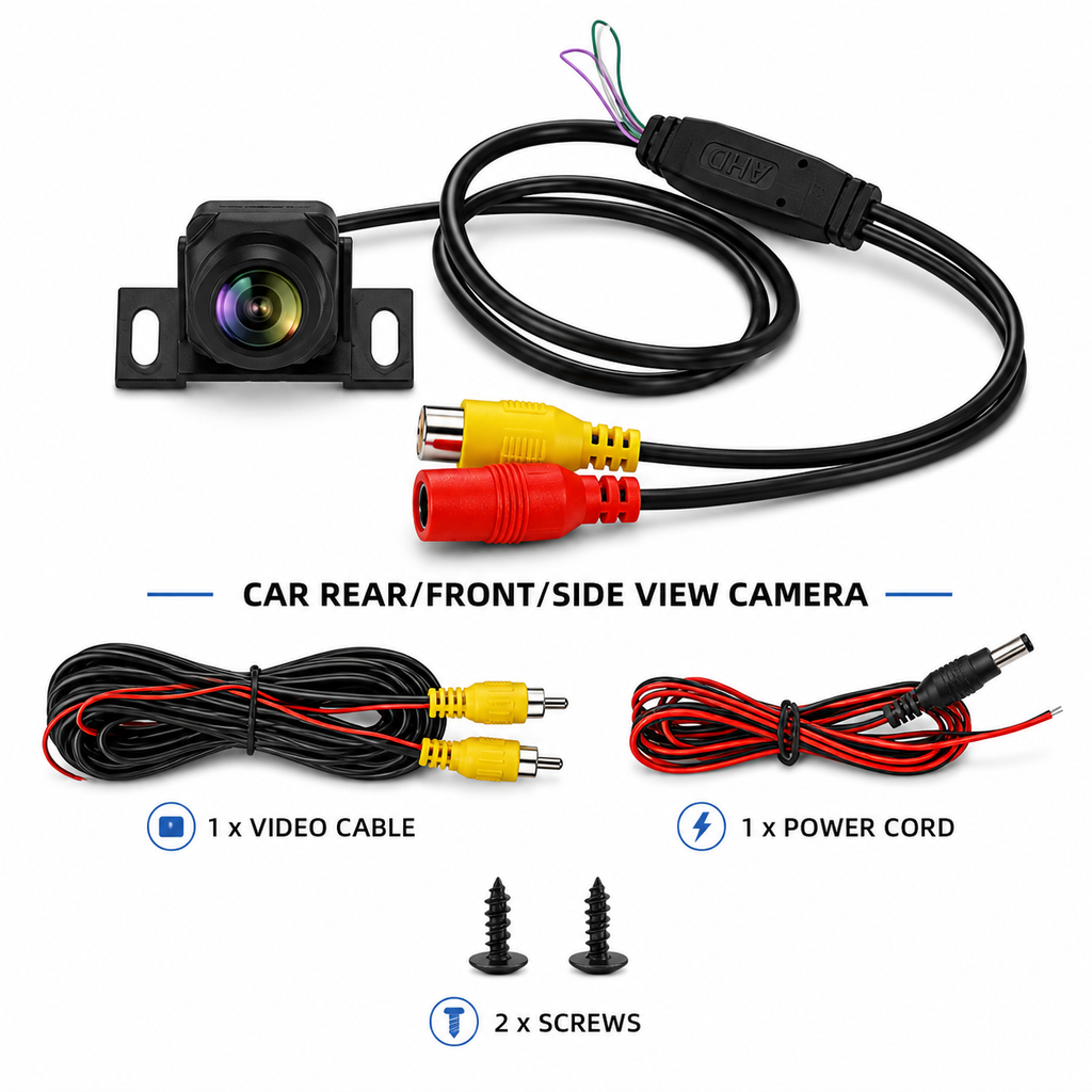 720P AHD Rear View Backup Camera for Car – 170° Wide Angle Night Vision Reverse Parking Camera with Guide Lines, Wired HD CVBS Vehicle Camera