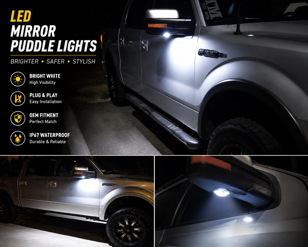 2Pcs LED Rear View Mirror Puddle Lights For Ford & Lincoln