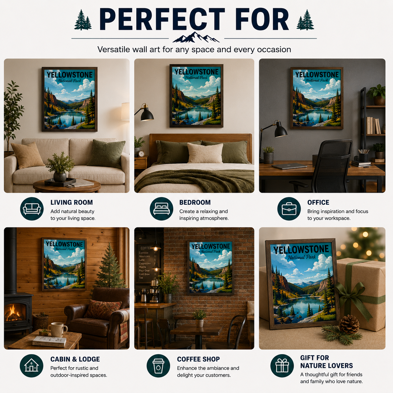 Yellowstone National Park Canvas Wall Art – Customizable Landscape Poster Print for Home Decor