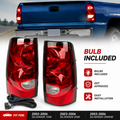 Red LED Brake Tail Lights Assembly Pair for 2003-2006 Chevy Silverado 1500 2500 3500HD w/ Bulbs & Harness DOT Approved