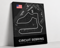Sebring International Raceway Track Map Canvas Wall Art – Customizable Racing Circuit Poster Print
