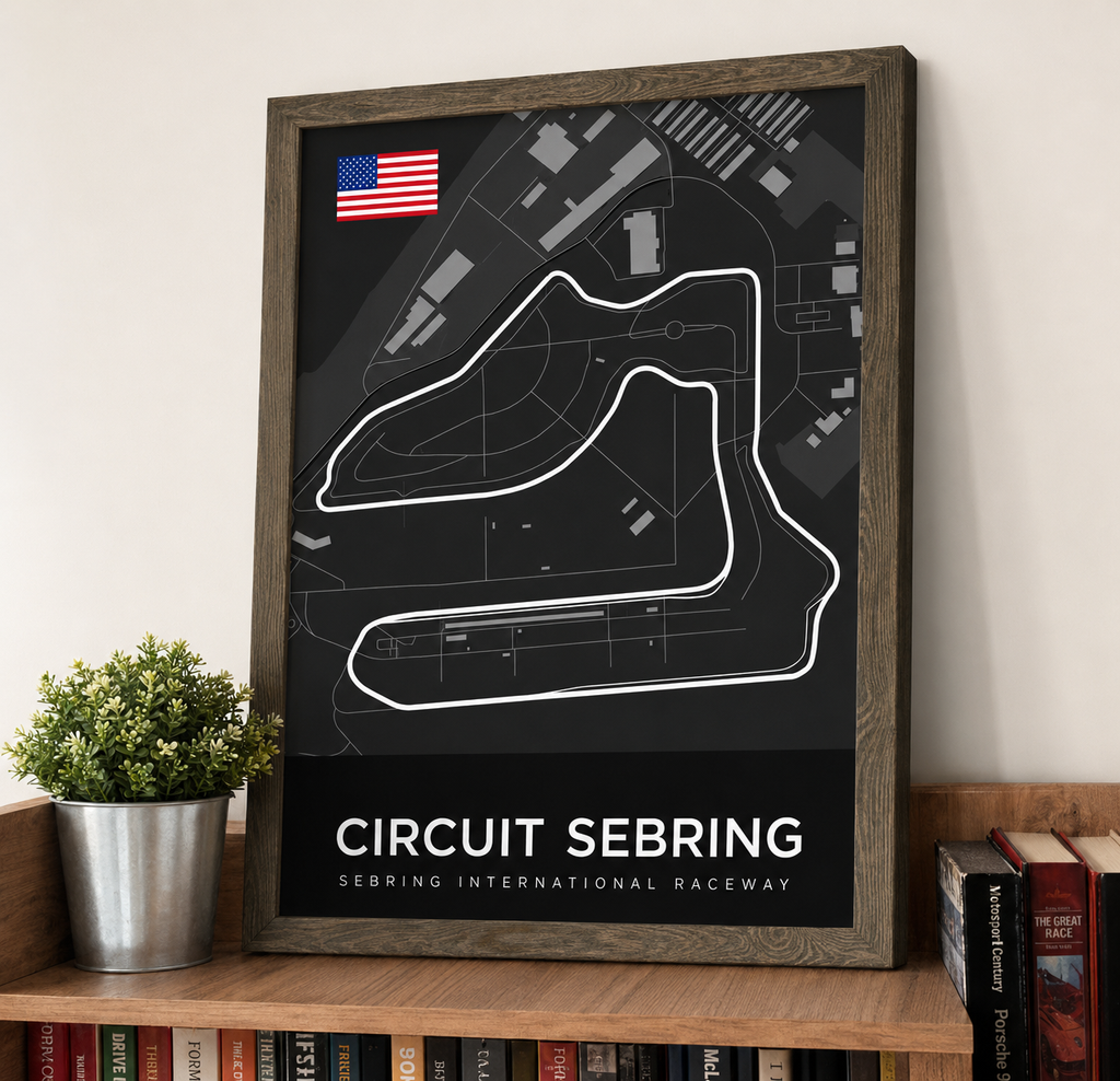 Sebring International Raceway Track Map Canvas Wall Art – Customizable Racing Circuit Poster Print