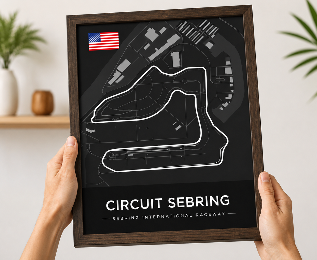 Sebring International Raceway Track Map Canvas Wall Art – Customizable Racing Circuit Poster Print