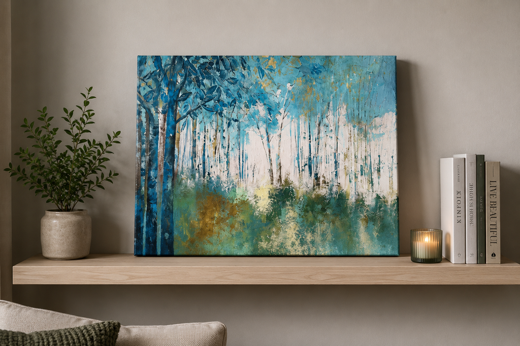 Framed Forest Landscape Canvas Wall Art – Modern Nature Poster for Living Room & Bedroom Decor