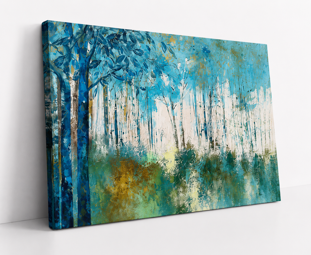 Framed Forest Landscape Canvas Wall Art – Modern Nature Poster for Living Room & Bedroom Decor