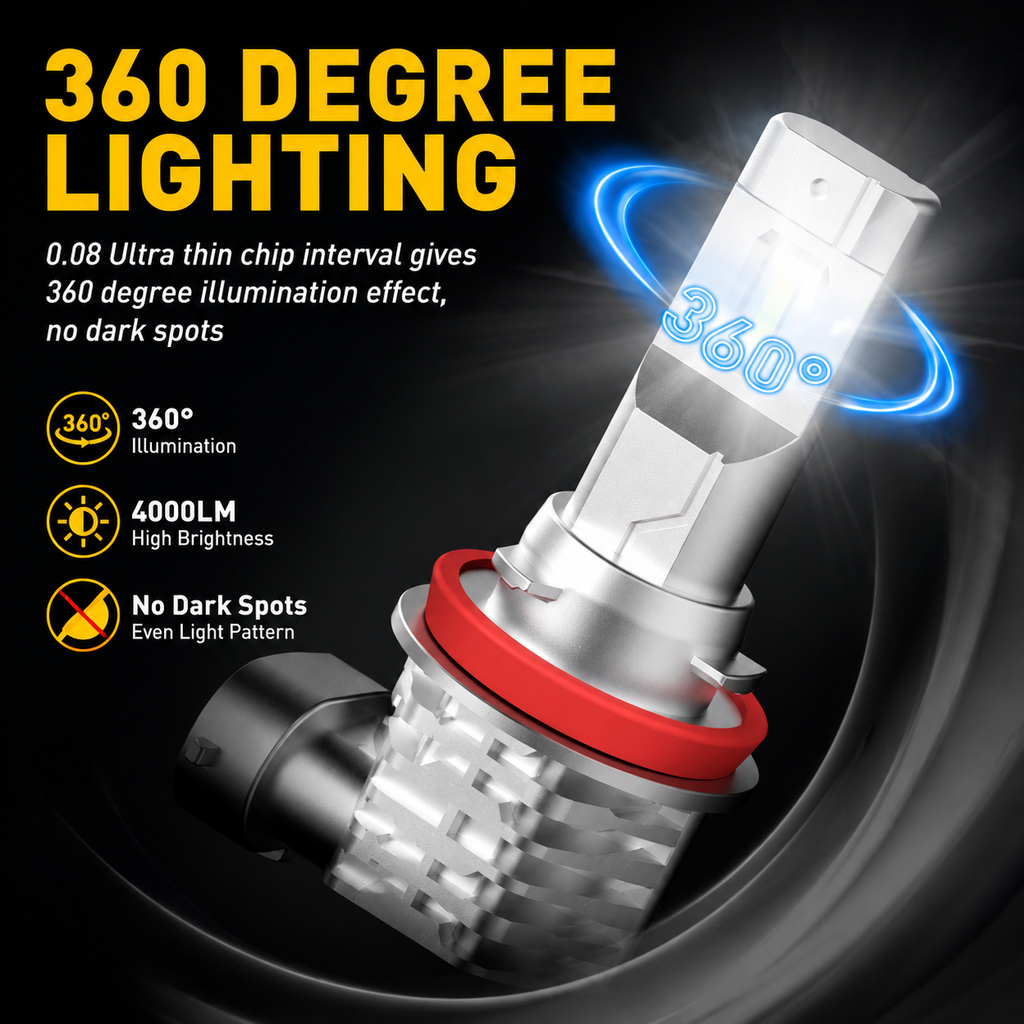AUXITO 2Pcs Canbus H11/H8 LED Fog Light Bulbs 3000K Yellow 6500K White 4000LM Waterproof Driving Lamps for Toyota Ford