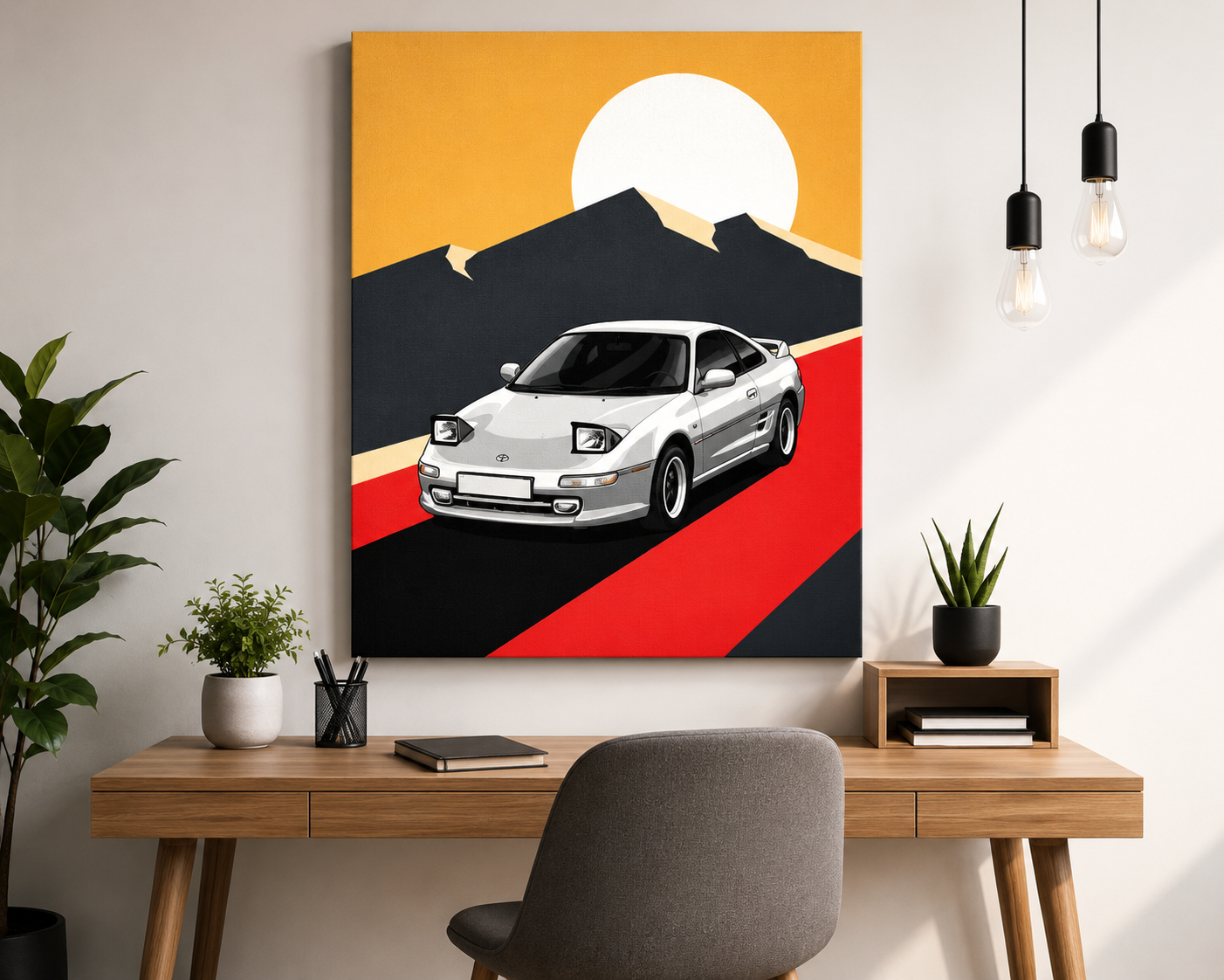 MR2 SW20 Sunrise Canvas Wall Art Poster – Toyota MR2 JDM Car Print, Retro Automotive Decor for Living Room, Garage & Office