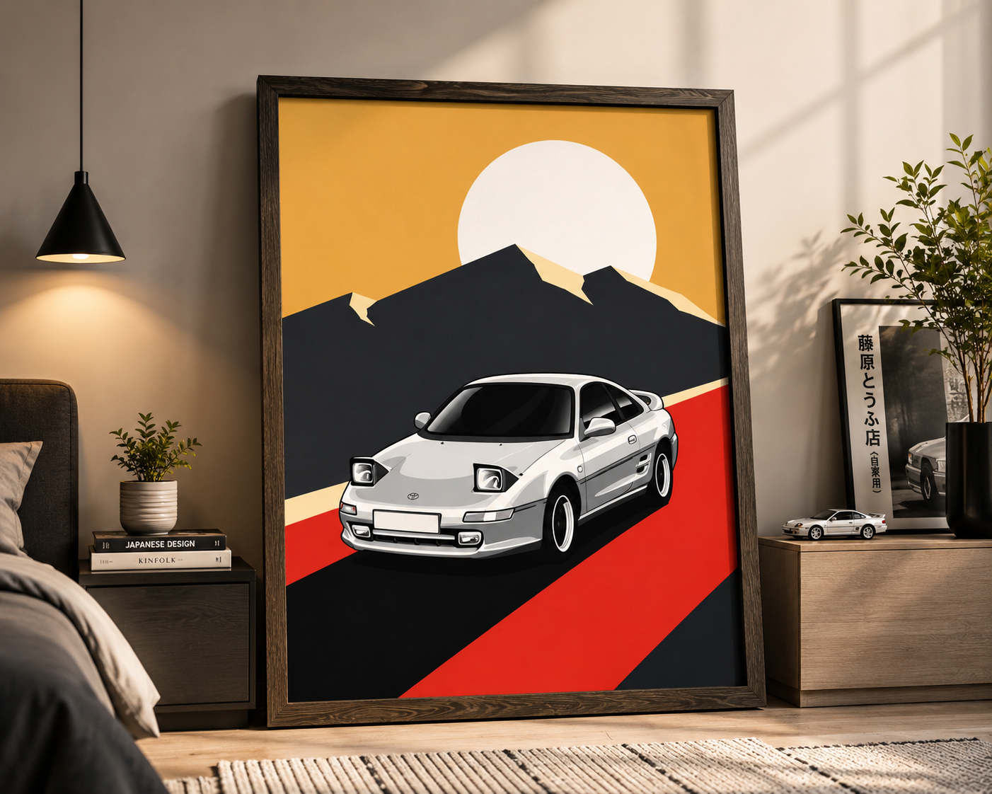 MR2 SW20 Sunrise Canvas Wall Art Poster – Toyota MR2 JDM Car Print, Retro Automotive Decor for Living Room, Garage & Office