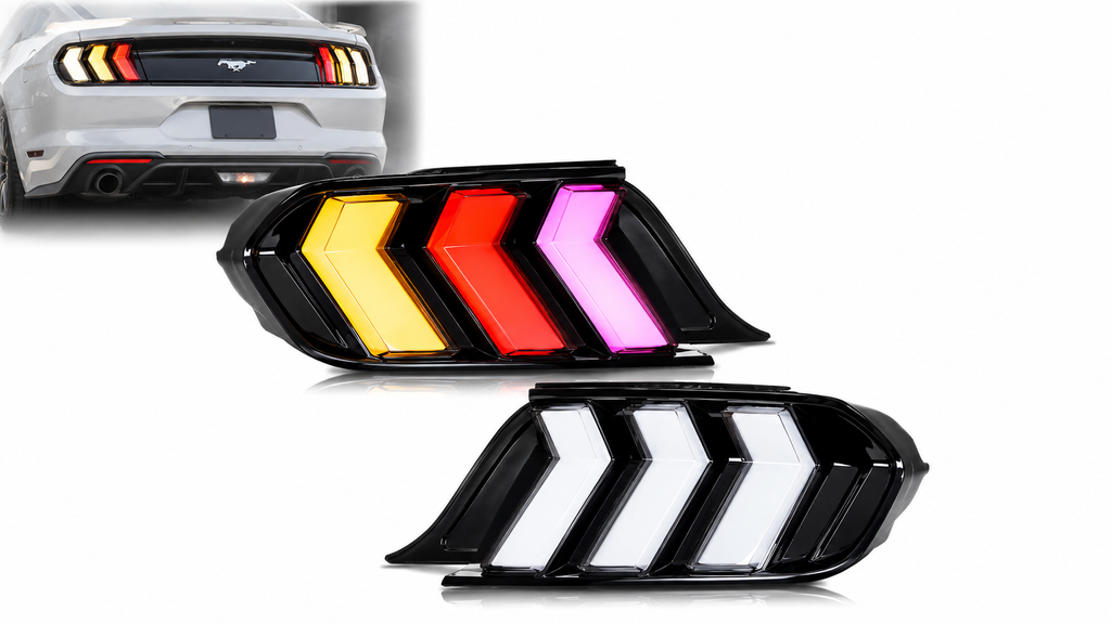 LED RGB Tail Lights for Ford Mustang S550 2015–2023 with Dynamic Sequential Turn Signals
