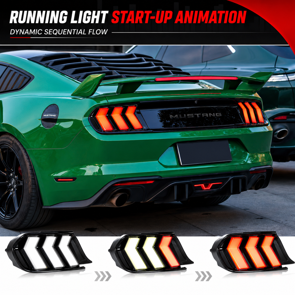 LED RGB Tail Lights for Ford Mustang S550 2015–2023 with Dynamic Sequential Turn Signals