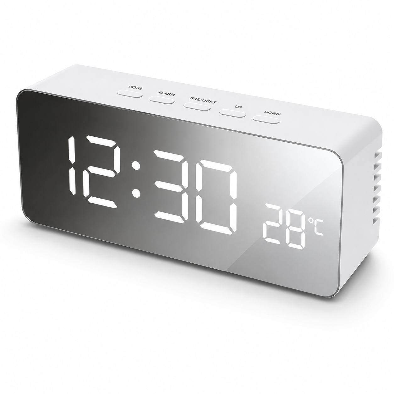 LED Digital Alarm Clock with Temperature Display, Snooze Function & Adjustable Brightness for Bedroom Desk Office