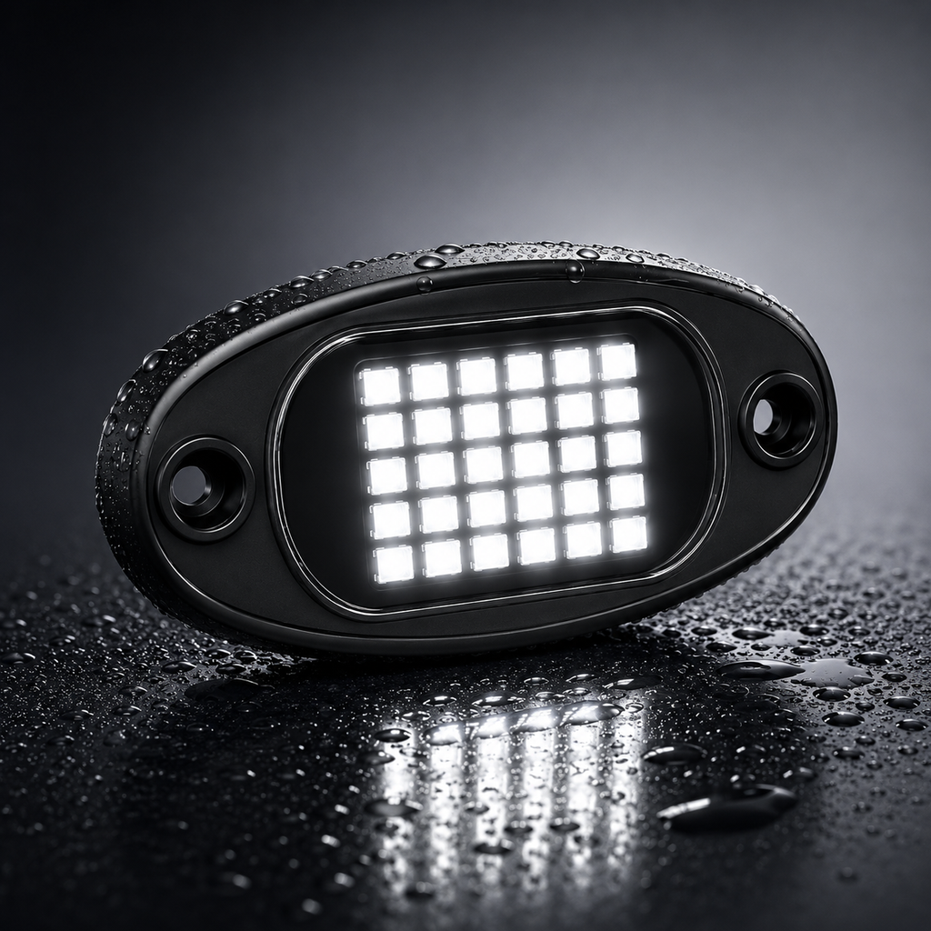 8PCS Waterproof White LED Rock Light Kit 12V – 36 LED Underbody Glow Lights for Trucks, SUVs, ATVs, UTVs, Boats & Cars