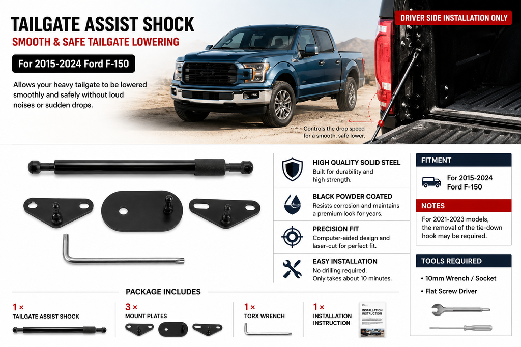 Tailgate Assist Shock Strut Kit for Ford F-150 2015-2024 Rear Tailgate Damper Support