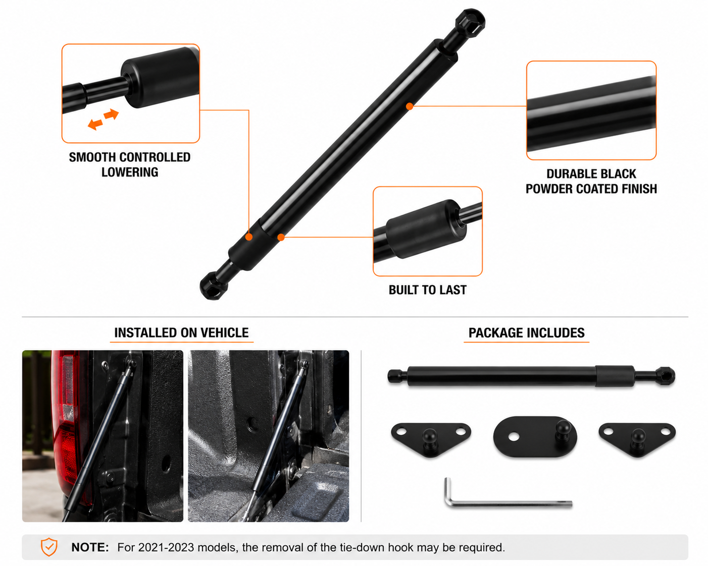 Tailgate Assist Shock Strut Kit for Ford F-150 2015-2024 Rear Tailgate Damper Support