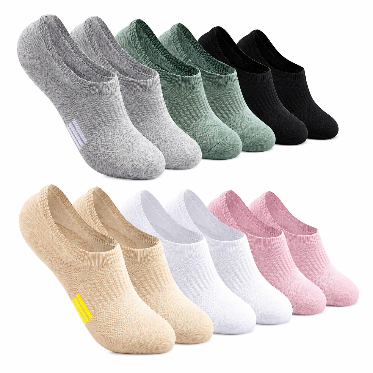 6 Pairs No Show Socks Women Men Anti Slip Low Cut Invisible Sneaker Socks