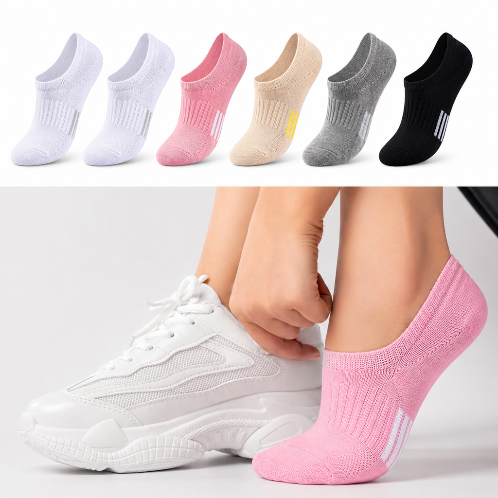 6 Pairs No Show Socks Women Men Anti Slip Low Cut Invisible Sneaker Socks