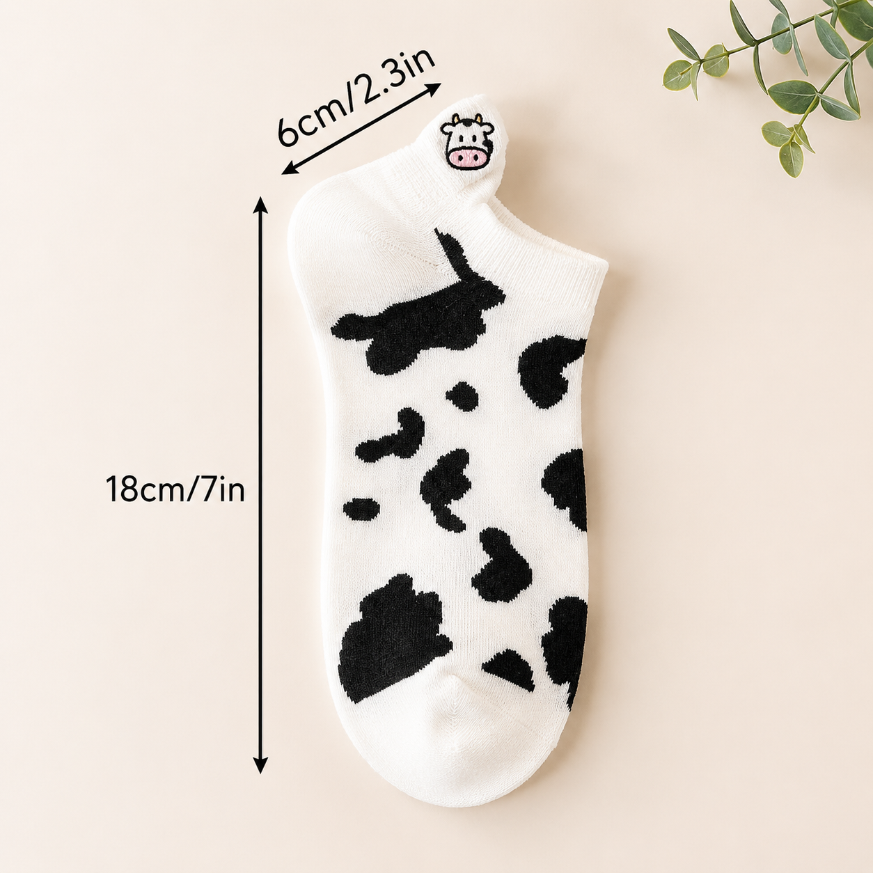 5 Pairs Women’s Cow Print Ankle Socks – Cute Low Cut Breathable Casual Knit Socks