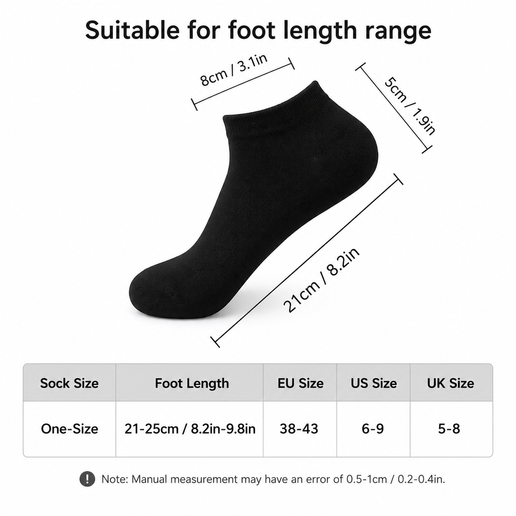 10 Pairs Thin Ankle Socks for Men and Women – Black, White, Gray