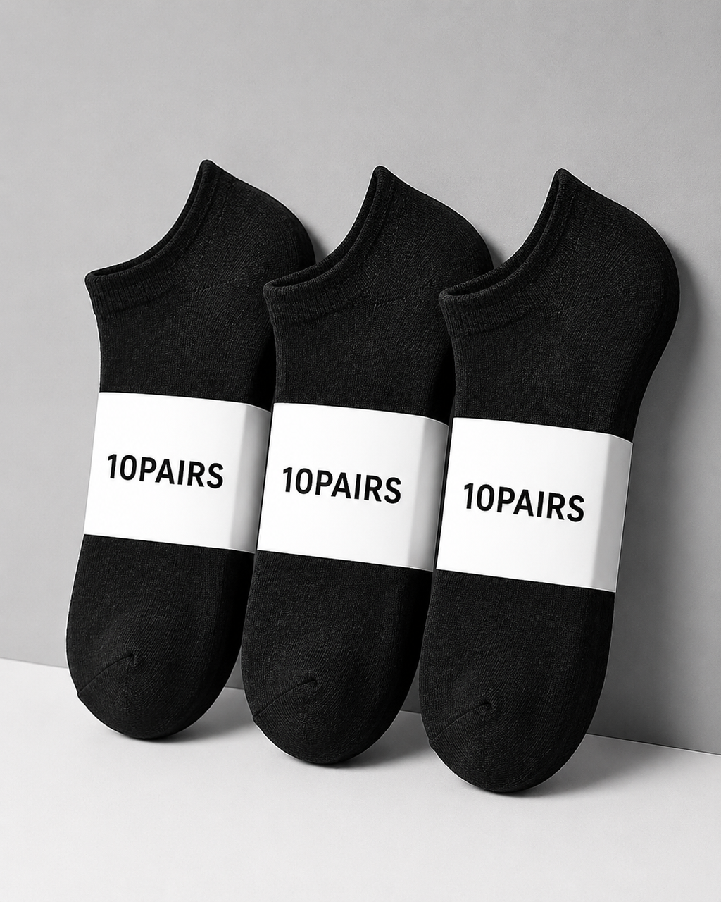 10 Pairs Thin Ankle Socks for Men and Women – Black, White, Gray