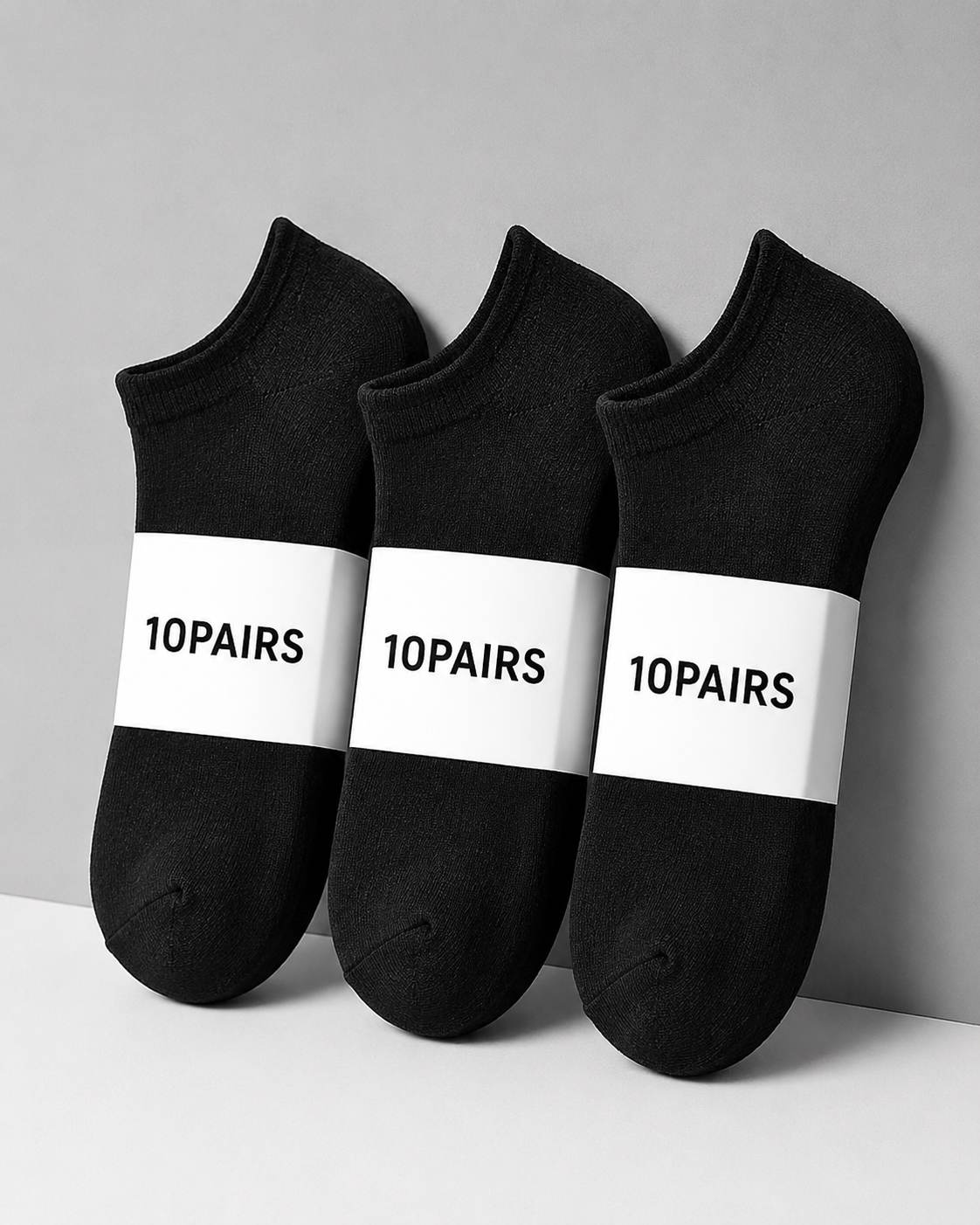 10 Pairs Thin Ankle Socks for Men and Women – Black, White, Gray