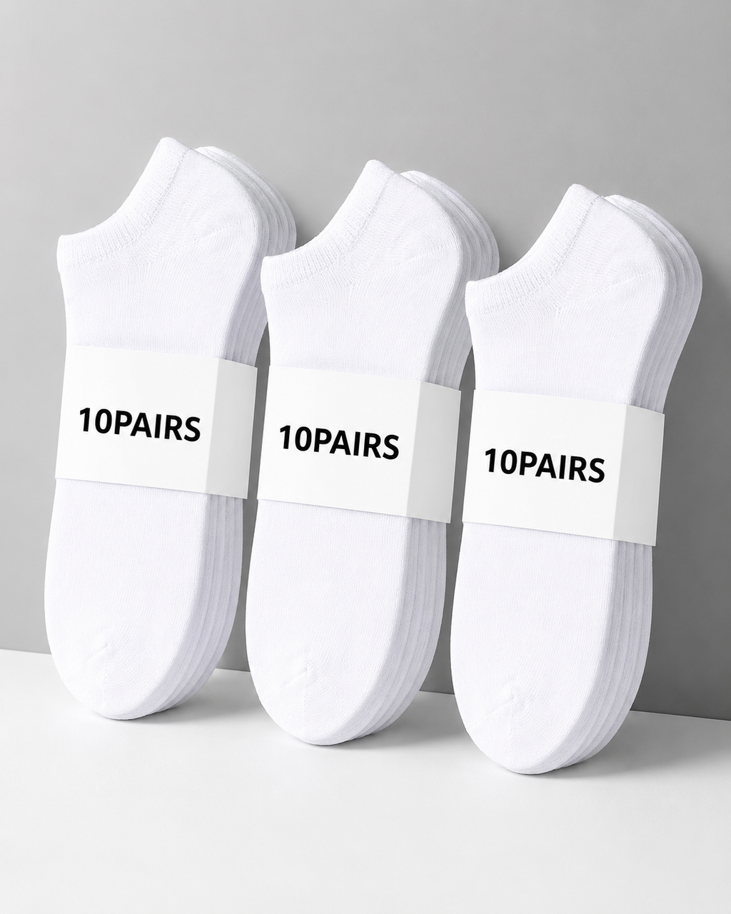 10 Pairs Thin Ankle Socks for Men and Women – Black, White, Gray