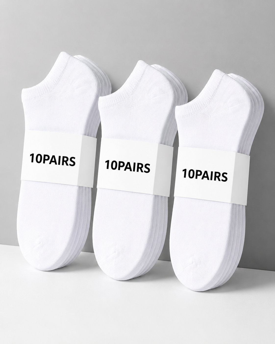 10 Pairs Thin Ankle Socks for Men and Women – Black, White, Gray