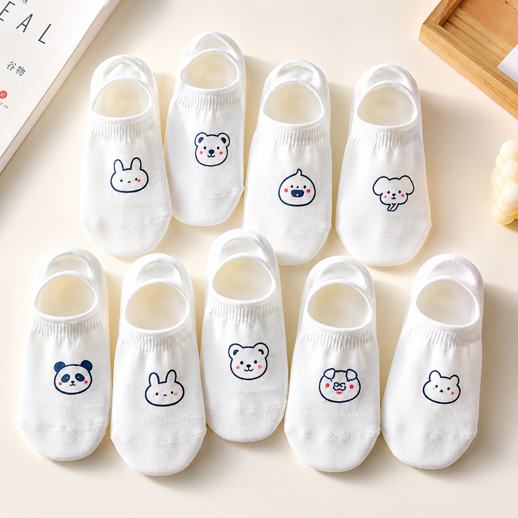 5 Pairs Women Cute Cartoon Ankle Socks – Breathable Lightweight Invisible Low Cut Casual Socks
