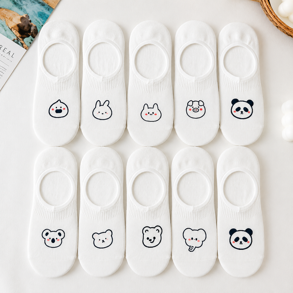 5 Pairs Women Cute Cartoon Ankle Socks – Breathable Lightweight Invisible Low Cut Casual Socks