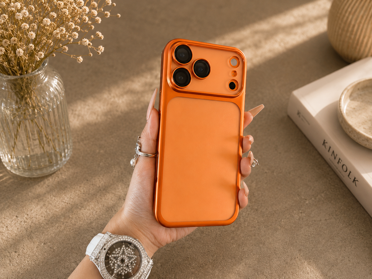 Luxury Matte Transparent Phone Case for iPhone 17/16/15/14/13/12/11 Pro Max – Shockproof Metallic Frame Cover with Camera Lens Protection