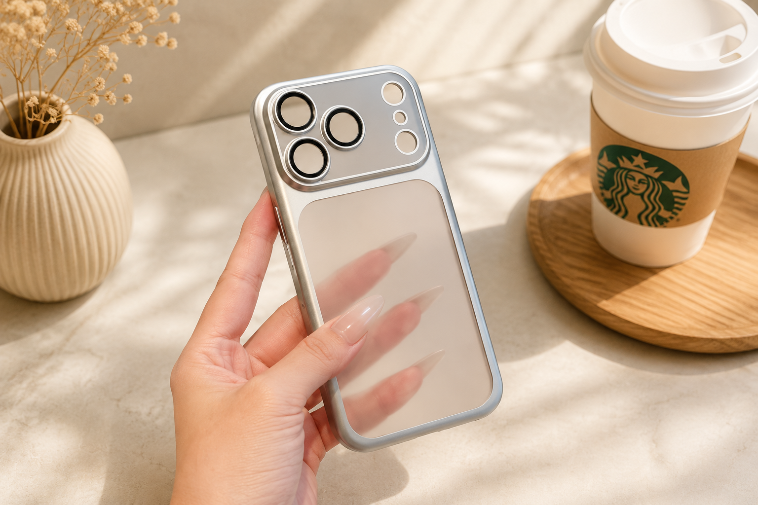 Luxury Matte Transparent Phone Case for iPhone 17/16/15/14/13/12/11 Pro Max – Shockproof Metallic Frame Cover with Camera Lens Protection