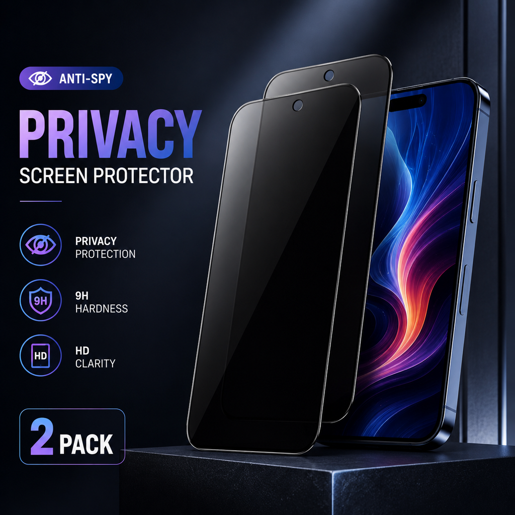 2Pack Privacy Tempered Glass Screen Protector for iPhone 17 Pro Max 16e 15 14 13 12 11 Pro Max Plus XR XS Max